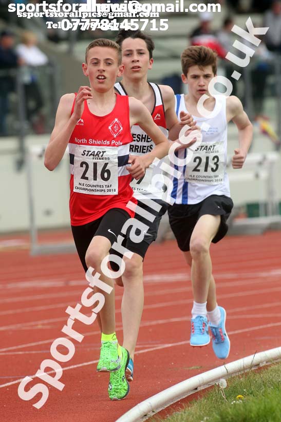 Boys under-15s 1500 metres, North Eastern Track and Fields Champs., Middlesbrough. Photo: David T. Hewitson/Sports for All Pics
